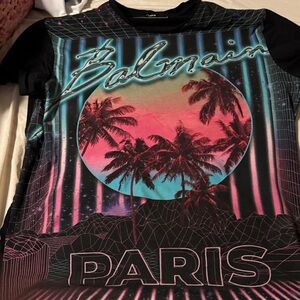 Balmain Multicolor Palm Graphic Tee
